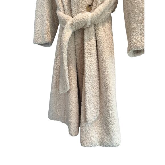 Vince Teddy Cream Faux Fur Long Wrap Coat Size Large - Picture 8 of 13
